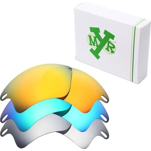 3 Pairs Mryok POLARIZED Replacement Lenses for Oakley Fast Jacket XL Sunglasses Ice Blue & Fire Red & Silver Titanium