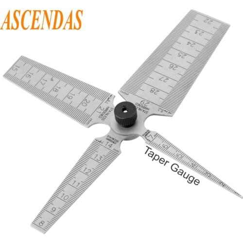 0-15/0-29mm Steel Metric Taper Gauge Aperture Scale Wedge Feeler 4 In 1 Muti-fuction Gap Ruler Measuring Tools For Drill Hole