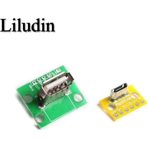 5PCS Vertical USB MiCroUSB Micro USB 2.0 Female Head A Connector 2.54mm PCB Converter Adapter Breakout Board 180 Degree Vertical