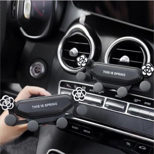 Lazy Navigation Car Gravity Bracket Six Point Support Universal Car Air Outlet Camellia Daisy Mobile Phone Holder