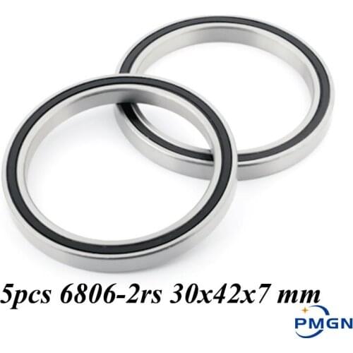 PMGN 5PCS ABEC-5 6806-2RS High quality 6806RS 6806 2RS RS 30x42x7 mm Thin Wall Rubber seal Deep Groove Ball Bearing