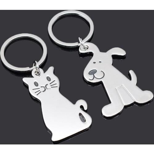 Cat Keychain Cute Kitten Lucky Cat Key Ring for Women Metal Glossy DogKey Holder Men Car portachiavi chaveiro llaveros Bag Charm