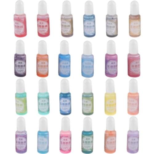 C90C 24 Colors Crystal Epoxy Pigment UV Resin Dye DIY Jewelry Art Crafts Colorant Set