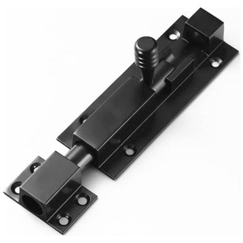 Black 4inch Door Latch Home Gate Safety Lock Hardware Room Bolt Door Sliding Door Window Solid Black Aluminum Alloy Door Bolt
