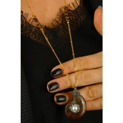 Dr Stone Natural Stone WOMEN AMMONİT FOSİLİ NECKLACE Y121AR88 196934796