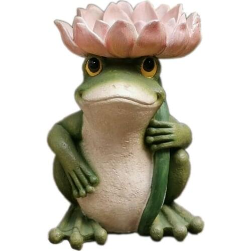 Decor Frog & Summer Garden Decoration Ornaments Landscape & Creative Gift Resin Yard Statue Bird Feeder XHC88