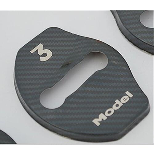 For Tesla Model 3 Car Door Lock Protection Cover Trim Stickers Stainless Steel 4Pcs Car Decoration Accessories