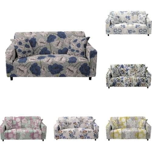 Floral Printed Elastic Couch Cover for Living Room Stretch Sofa Cover Fully-Wrapped Anti-dirty Sofa Protector 1/2/3/4 Seater