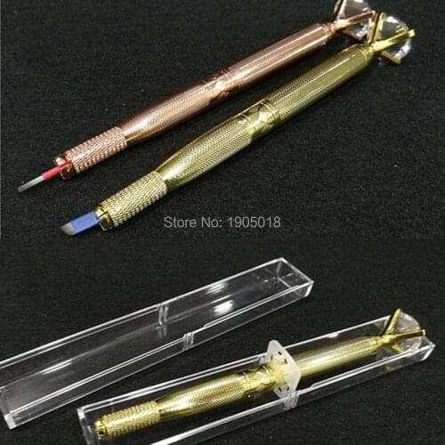 Hot sale 50pc manual double head microblading pens diamond tattoo eyebrow machine shading fog pen with pen box 20pcs needle