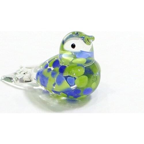 Custom Long 4cm Handmade Glass Bird Art Figurine Colorful Mini Cute Animal Ornament Home Tabletop Fairy Garden Decor Accessories