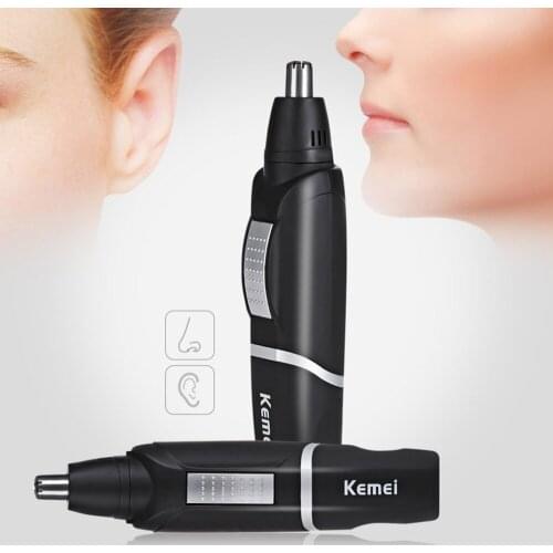 KM-511 Electric Nose Hair Trimmer for Men Beauty AA Battery Nose Ear Hair Clipper Removal and Men Black Nose Hair Cutting
