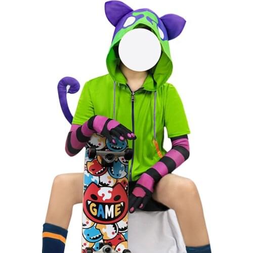 SK8 the Infinity Anime Miya Chinen Cosplay Hooded Zipper Costume Ears Hoodie Jacket with Tail Gloves Party Outfits SK Eight Suit