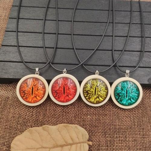 Fashion Necklace Wood Wooden Pendant Rope Time Gem Evil Eyes Demon Eye Classic Ghost Party Male Gift AA061-072