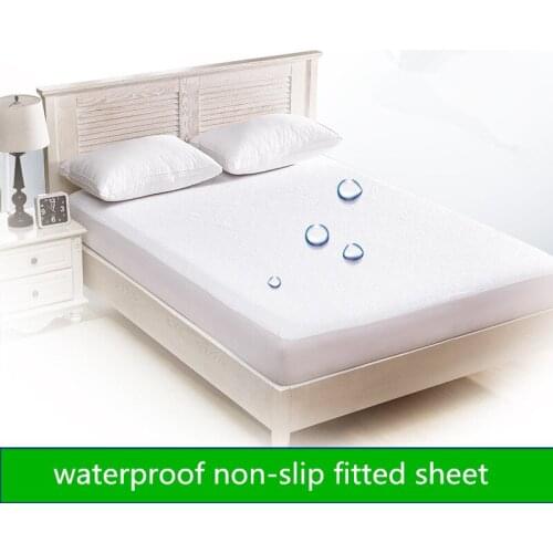 Solid color Terry cloth Double layer waterproof Bed mattress Bed cover Separates baby urine Anti-skid 1.8m size fitted sheet