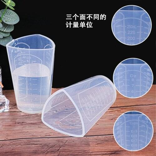 250ML High Transparent Triangular Silicone Measuring Cup With Three Different Scale For DIY Handmade Resin Making Jewelry Access