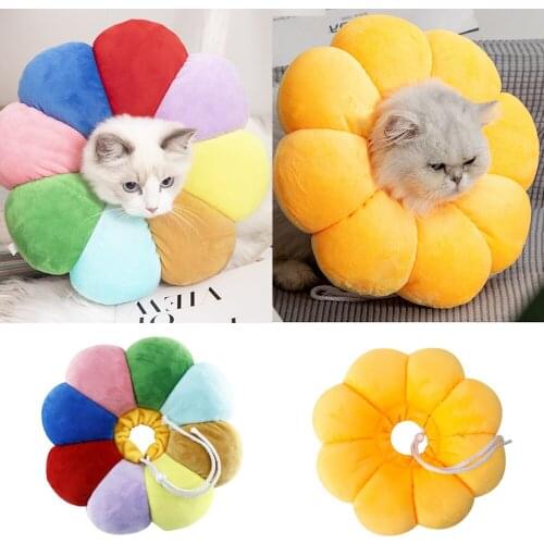 Adjustable Pet Elizabethan Collar Anti-Licking Headgear Soft Cotton Dog Cat Wound Healing Prevent Bite Neck Ring Collar