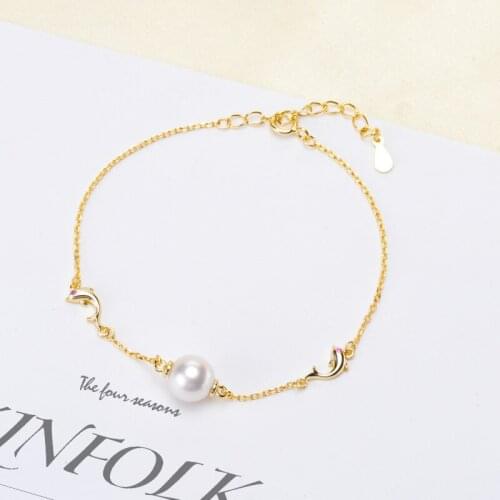 Dolphin 925 Sterling Silver Bracelet Settings Findings Mountings Base Parts Bangle for Akoya Edison Pearls Jade Coral Beads