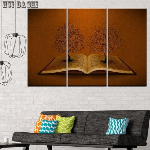 Modern Home Wall Art Decoration Framework Pictures 3 Pieces Book Abstract Tree HD Printed Painting On Canvas Modular Posters