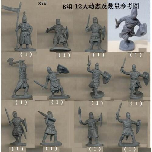 Super mini PVC figure 1: 72 soldiers, unpainted medieval European Knights 12pccs/set B