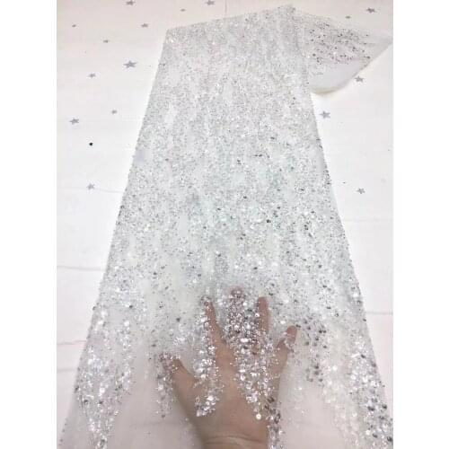 Sequined Tulle Lace Fabric 5 Yards 2021 Swiss New Product High Quality Wedding Banquet Show Lace Fabric Sewing D449