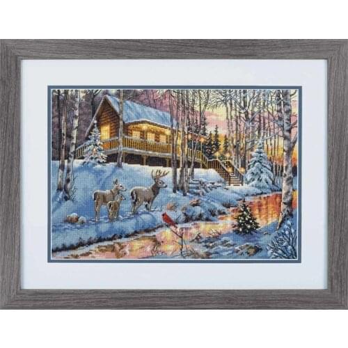 Top-grade Manufacturer Artwork Winter Hut Embroidery for Beginners Kit with 100% Cotton Flosses & Free Shipping for Home Decor