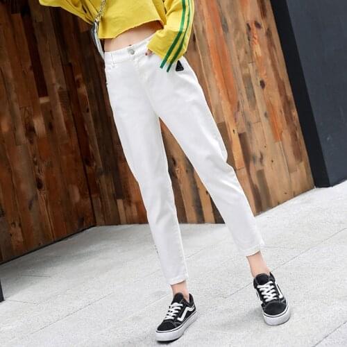 2020 New Thin Pants Korean Elastic Waist Harem Jean Women Autumn Large Size Jeans Ladies Casual Jean