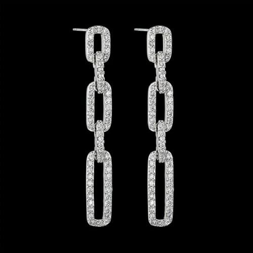 Earrings For Women 2021 Trend Female European American Copper Set AAA Zircon S925 Silver Needle Geometry Long Eardrop Jewelry