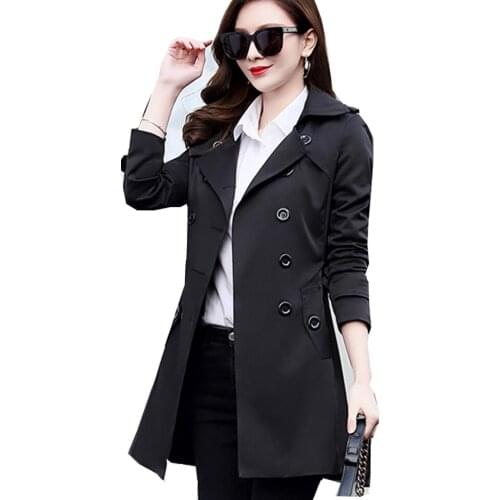Addnew 2019 Autumn New High Fashion Brand Woman Classic Double Breasted Trench Coat Waterproof Raincoat Business Outerwear