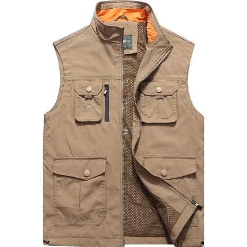 New Male Summer Sleeveless Vest Men Multi Pocket Photograph Waistcoat Casual Waistcoat Men Veste Homme size 4XL