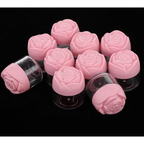 10 Pcs Makeup Cream Eyeshadow Serum Glitters Cosmetic Jar W/ Lid 20g Plastic Cosmetic Cream Containers with Rose Shaped
