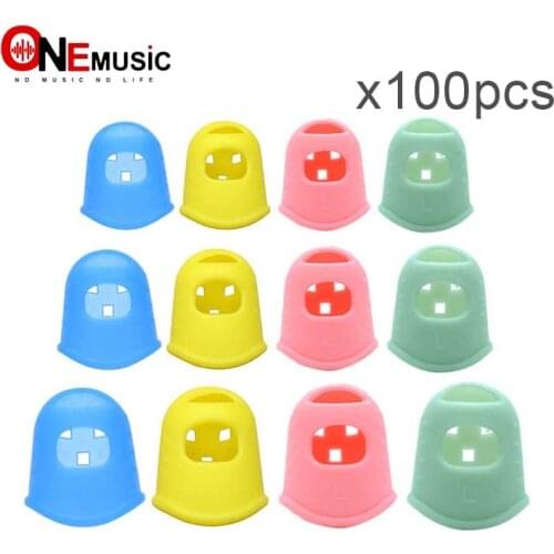 100Pcs Fingertip Protector Fingerstall Silicone Guitar String Finger Guard Left Hand Against the Press Sore Finger Ballad Guitar