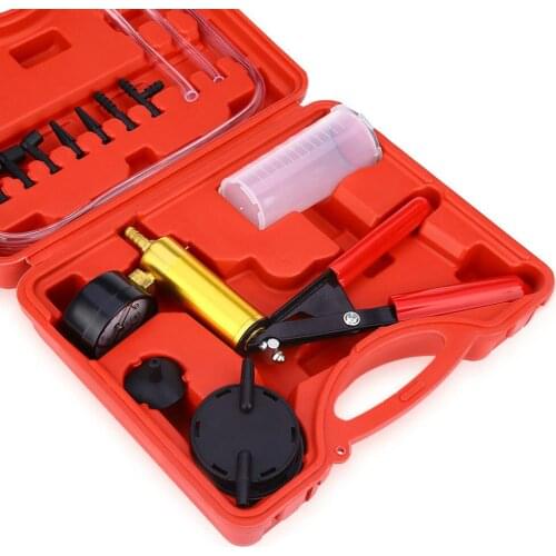 2 in 1 DIY Brake Bleeder And Vacuum Pump Tester Tool Kit Brake Fluid Bleeder Oil Change Hand Held Vacuum Pistol Pump Tester Kit