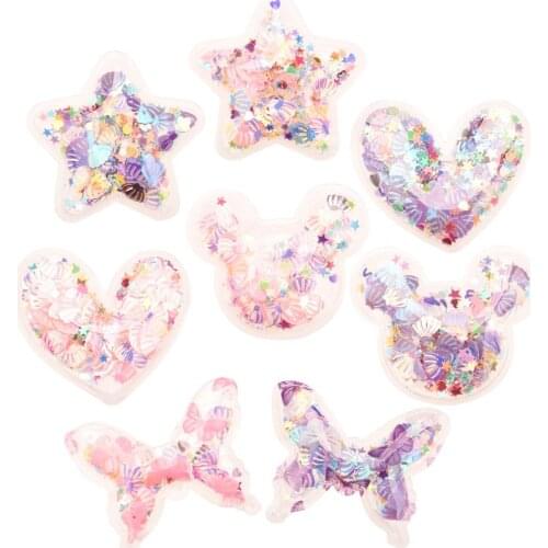 240PCS 2inch Sequin Hair Accessories for girls Hair Bows Center Butterfly PVC for DIY Barrette Hairclip Hairpin Headwrap