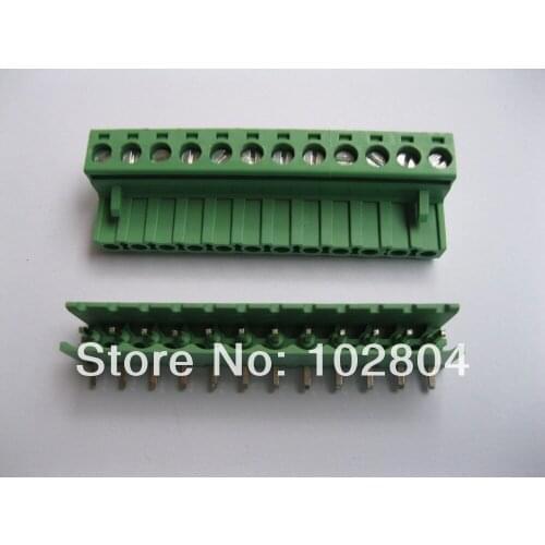 30 Pcs Pitch 5.08mm Angle 12way/pin Screw Terminal Block Connector Green Color L Pluggable Type