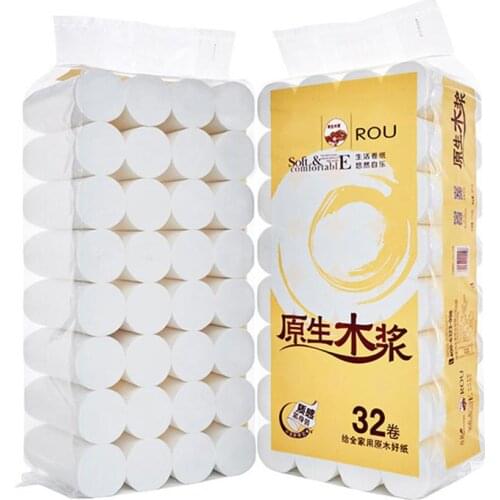 32 Rolls Three Layer Toilet Tissue Home Bath Toilet Roll Paper Soft Toilet Paper Skin-friendly Paper Towels New Wood Pulp Paper