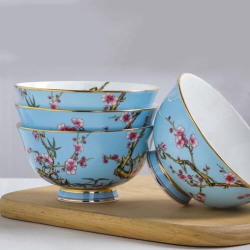 4.5/6/8inch Jingdezhen Ceramic Rice Bowl Ramen Soup Container Chinese Noodle Bowls Kitchen Porcelain Utensils Tableware Vintage