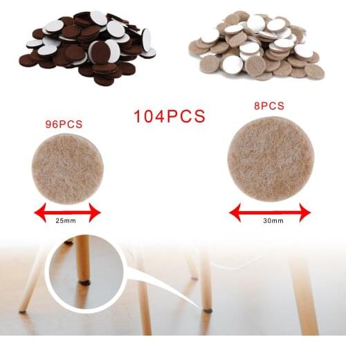 Areyourshop 104Pcs Furniture Pads Chair Leg Floor Protectors Felt Pads Hardwood Floors Brown Gray 1" 1-1/8"