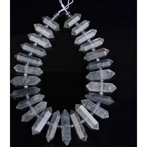 6-12 X 20-45mm Raw Natural Rock Crystal Quartz Point Beads Strand Rough Clear Quartz Pointed Pendant Beads for Necklace Earrings