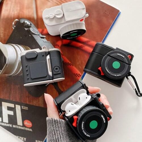 For Airpods Pro 3D Camera Shape Earbuds Case for Apple Airpods 1 2 3 Anti-lost Key Ring Wireless Earphone Cover Charging Box