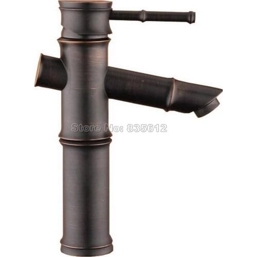 Black Antique Brass Single Handle Bamboo Shape Bathroom Basin Faucet Single Hole Mounted Vessel Sink Mixer Taps Wnf050