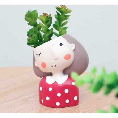 Flowerpot Plant Pot Cute Girl Flower Planter Home Garden Mini Bonsai Cactus Flower Pot Wedding Birthday Gift