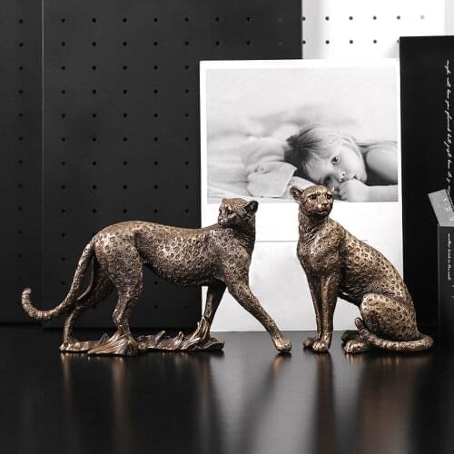 Artificial simulation Animal Leopard Model Craft Resin Ornaments Home Bookstore Wine Cabinet Decor Leopard Deco Art Collection