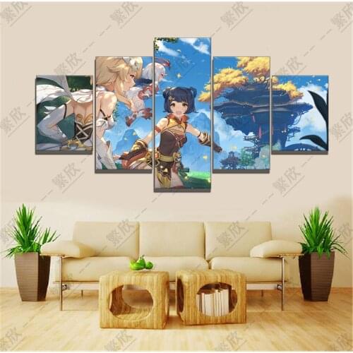 Home Decor Modular Canvas Picture Genshin Impact Project Game Bedroom Living Room Poster Home Canvas Painting Wholesale