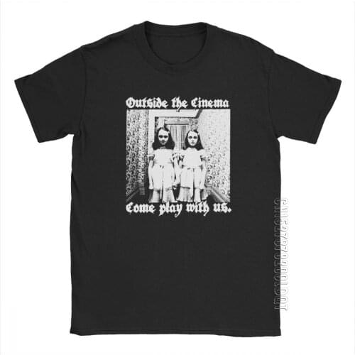 OTC Shinning Horror T Shirt Men Cotton Vintage T-Shirt Redrum Movie Grady Twins Scary Creepy Halloween Tee Male Tshirt Clothes
