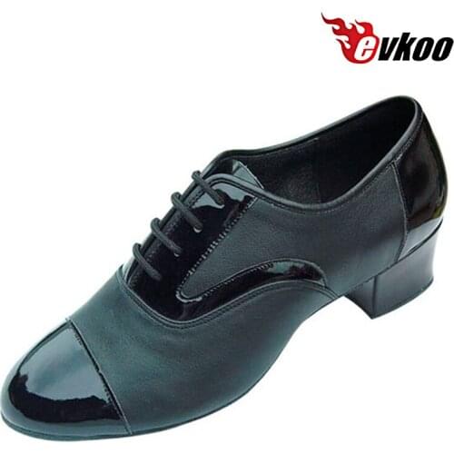 Evkoodance 4.0cm heel Mans Modern Dance Shoes Made By Genuine Leather With Bright Patent New Arrival Evkoo-296