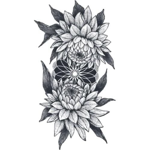 240MM×130MM double bloom black and white hand flower arm tattoo stickers waterproof men and women sexy and lasting