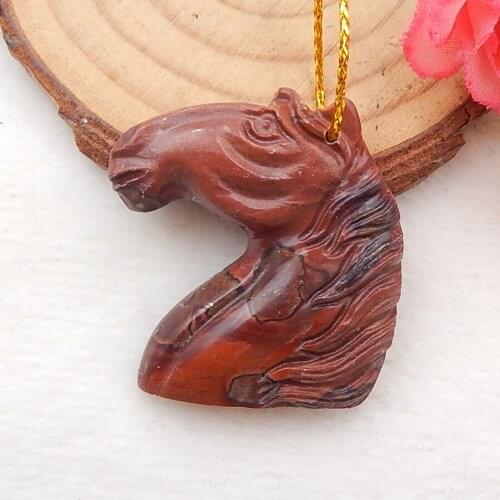 Natural Carved Horse Head Chohua Jasper Pendant Bead,Jewelry accessories,Jewelry Gift Gemstone 34x29x7mm,10.2g