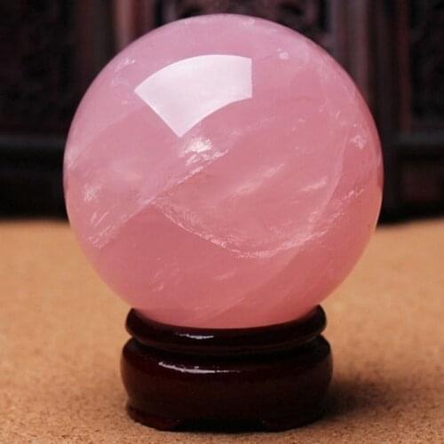 Natural Pink Rose Magic Quartz Crystal Healing Ball Sphere Decor 30MM With Bases