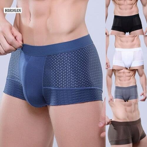 New Sexy Mens Cotton Breathable Mesh Boxer Underwear Shorts Bulge Pouch Underpants Plus Size L-3XL