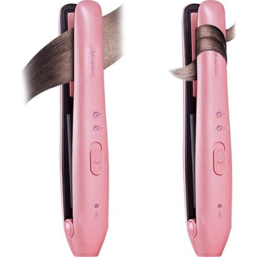 Rechargeable Hair Straightener Hair Curler Hair Roller 2-in-1 Wireless Hair Curling & Straightening Iron Styling Tools EU D42